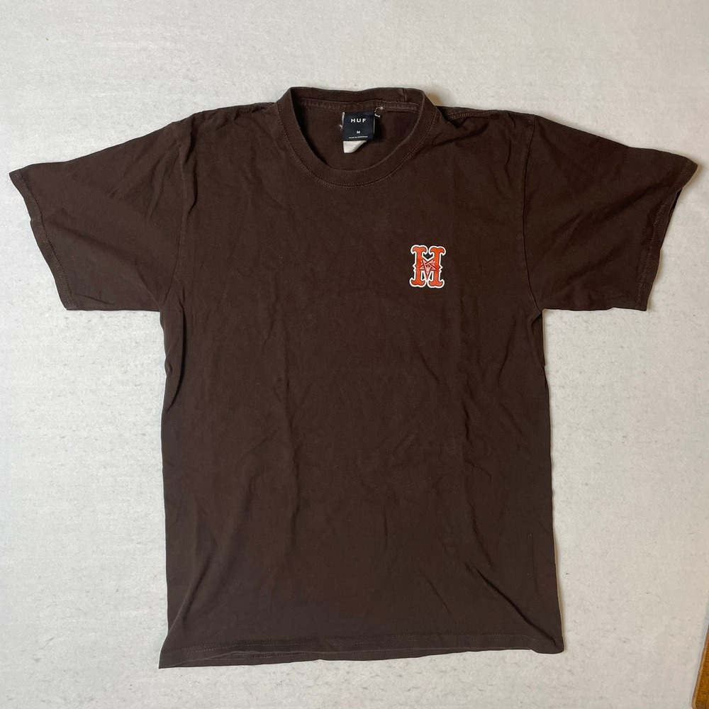 HUF Thrasher Worldwide Brown T-Shirt Mens Size M Short Sleeve Skater‎ Tee